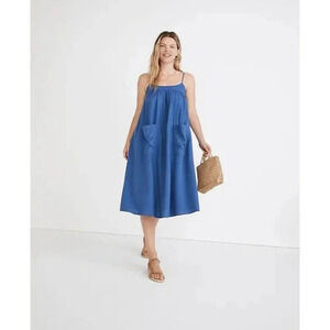 Madewell Linen Blend Cami Midi Dress Blue Size XXS